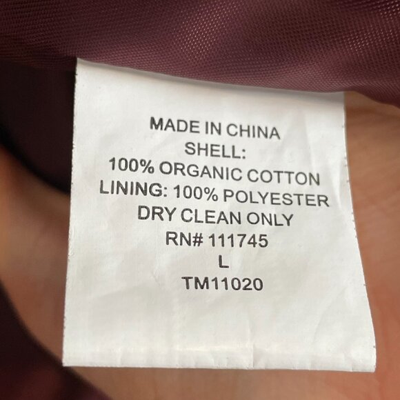 Threads 4 Thought Corduroy Blazer Burgundy Men Size Large Organic Cotton Reddish - Picture 10 of 13